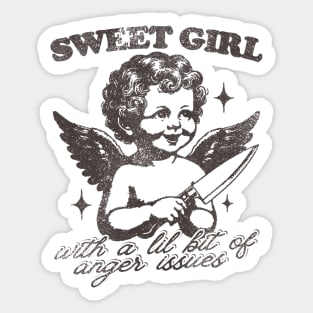 Sweet Girls With Anger Issues T-Shirt, Retro Unisex Adult T Shirt, Vintage Angel Sticker